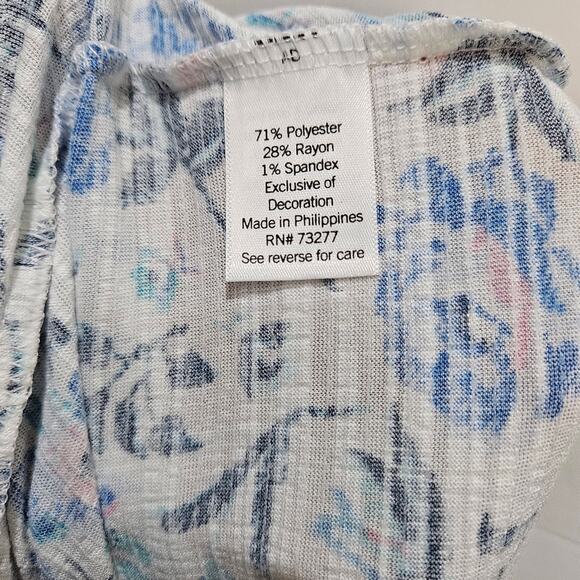 LC Lauren Conrad Floral Flowy White Blue Blouse Size 4X - Picture 4 of 8